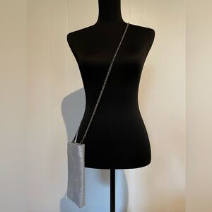 a new day, Silver Crystal Mesh Crossbody with Chain Strap
